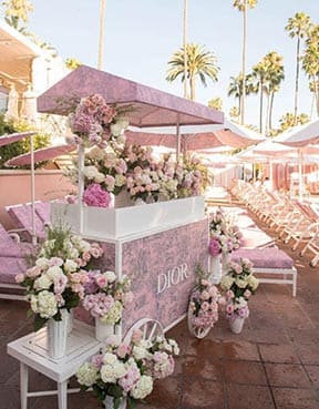 Corporate event floral cart