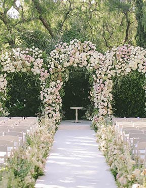 Wedding ceremony floral archway